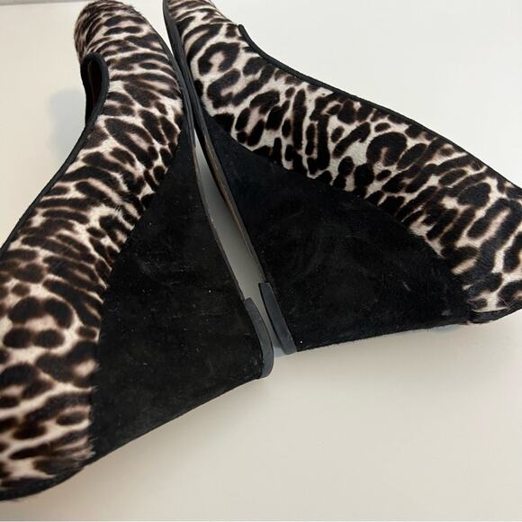 J Crew Wedge Heels Womens 8.5 Calf Hair Leopard Martina Slip On Shoes Italy - Picture 13 of 14